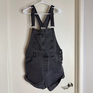 We The Free Charcoal Denim Overall Shorts - Size L